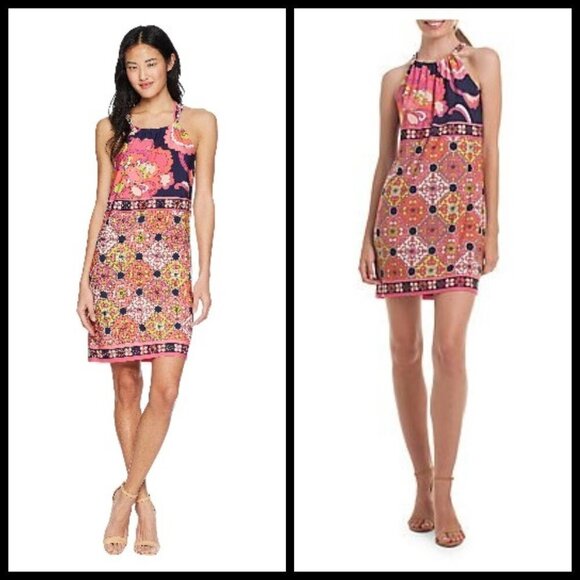 💕TRINA TURK💕 Print Jersey Halter Swim Cover-Up Dress 10 Large L NWT - Picture 3 of 16